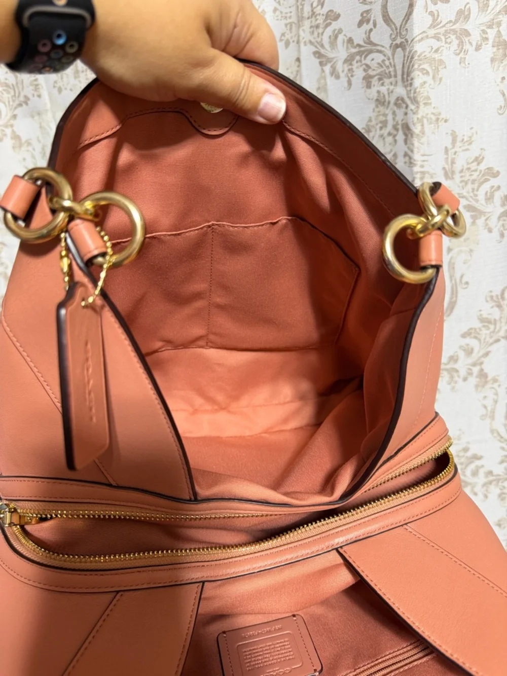 Coach Lexi Quilted Chevron Shoulder Bag in Dusty Coral - Picture 9 of 10